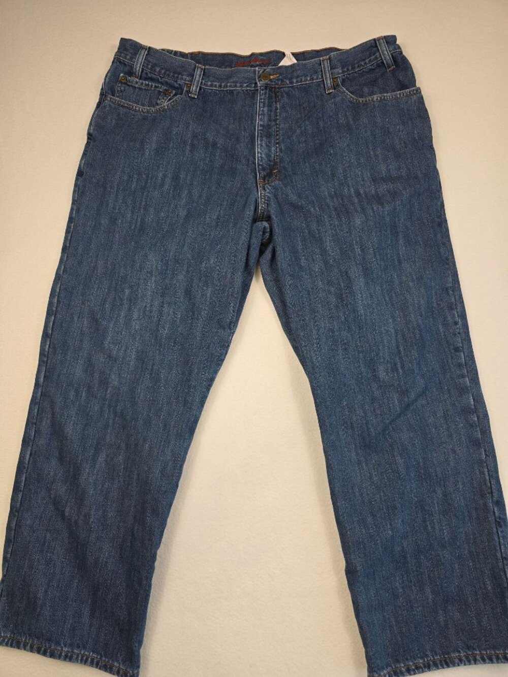 Eddie Bauer Mens Relaxed Fit Plaid Flannel Lined Denim Jeans W42 x L30